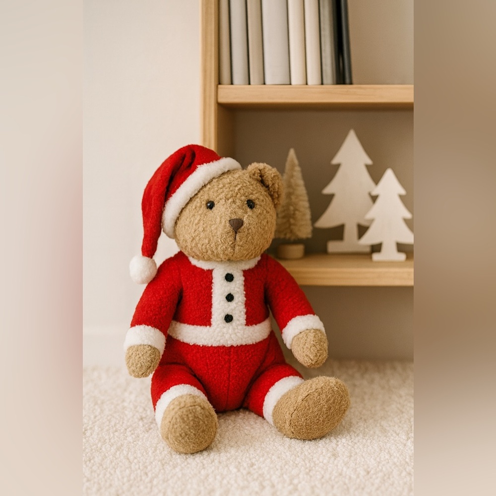 Vintage Mervyns Playful Pals Santa Teddy Bear Plush Stuffed Animal. 16” Tall